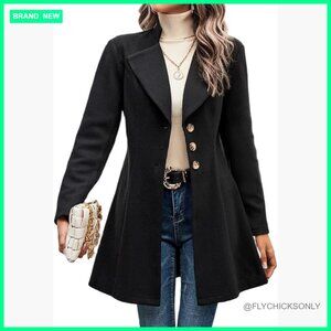 Wool Blend Pea Coat Long Sleeve Trench Blazer Jacket